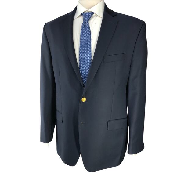 Ralph Lauren LRL Mens Size 42R Blazer Jacket Classic Navy Gold Polo Buttons